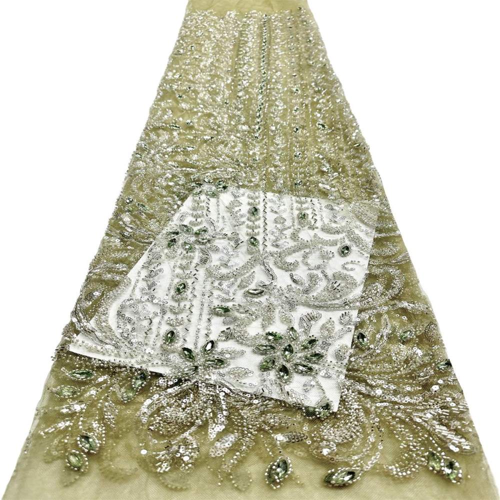Beaded Tulle Fabric - 5 Yards - Embellished Fabric for Prom Dresses | HN782