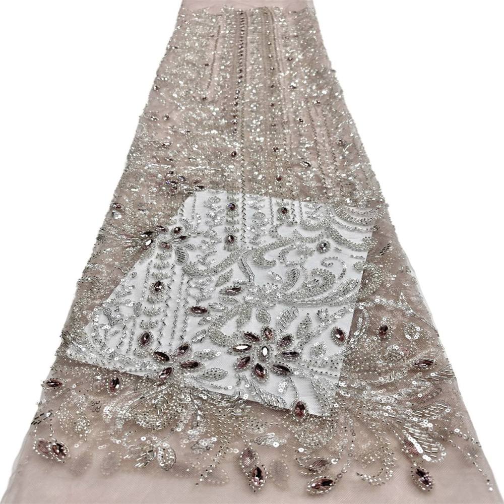 Beaded Tulle Fabric - 5 Yards - Embellished Fabric for Prom Dresses | HN782