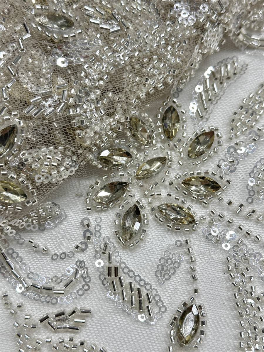 Beaded Tulle Fabric - 5 Yards - Embellished Fabric for Prom Dresses | HN782