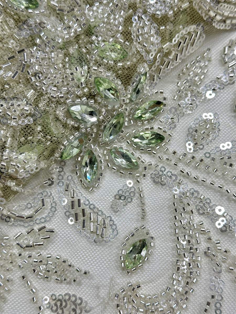 Beaded Tulle Fabric - 5 Yards - Embellished Fabric for Prom Dresses | HN782