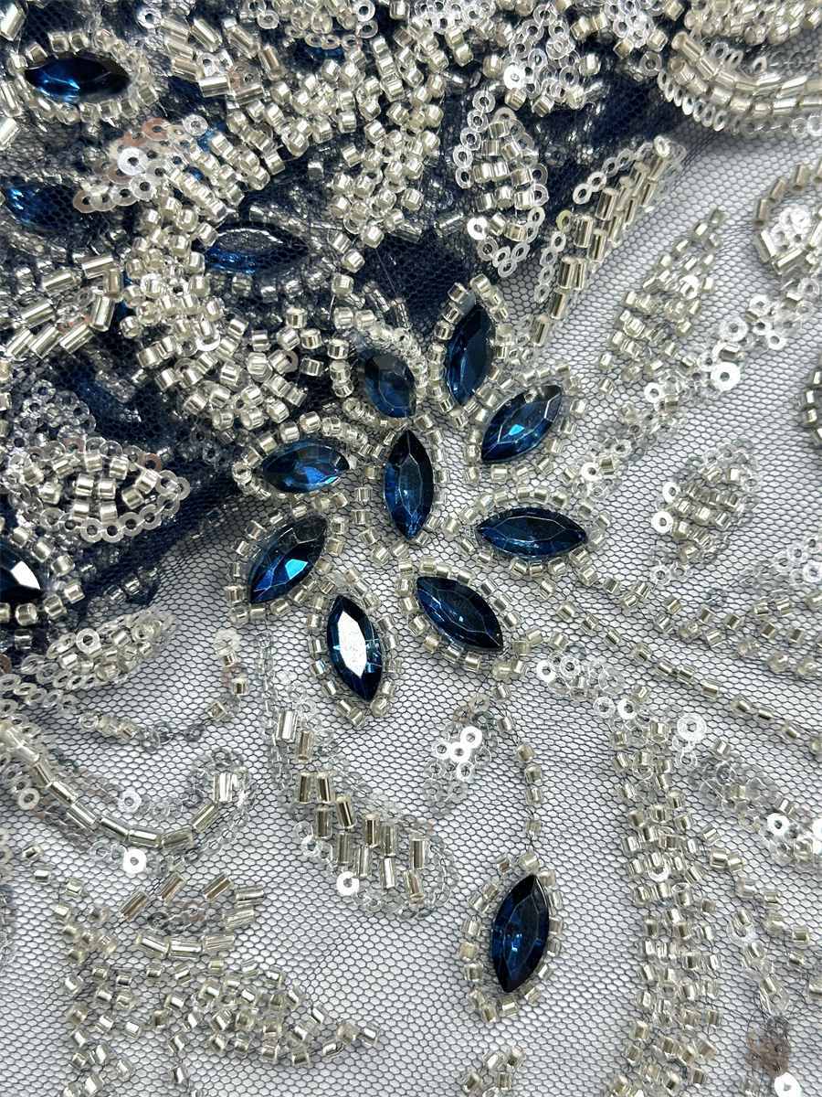 Beaded Tulle Fabric - 5 Yards - Embellished Fabric for Prom Dresses | HN782