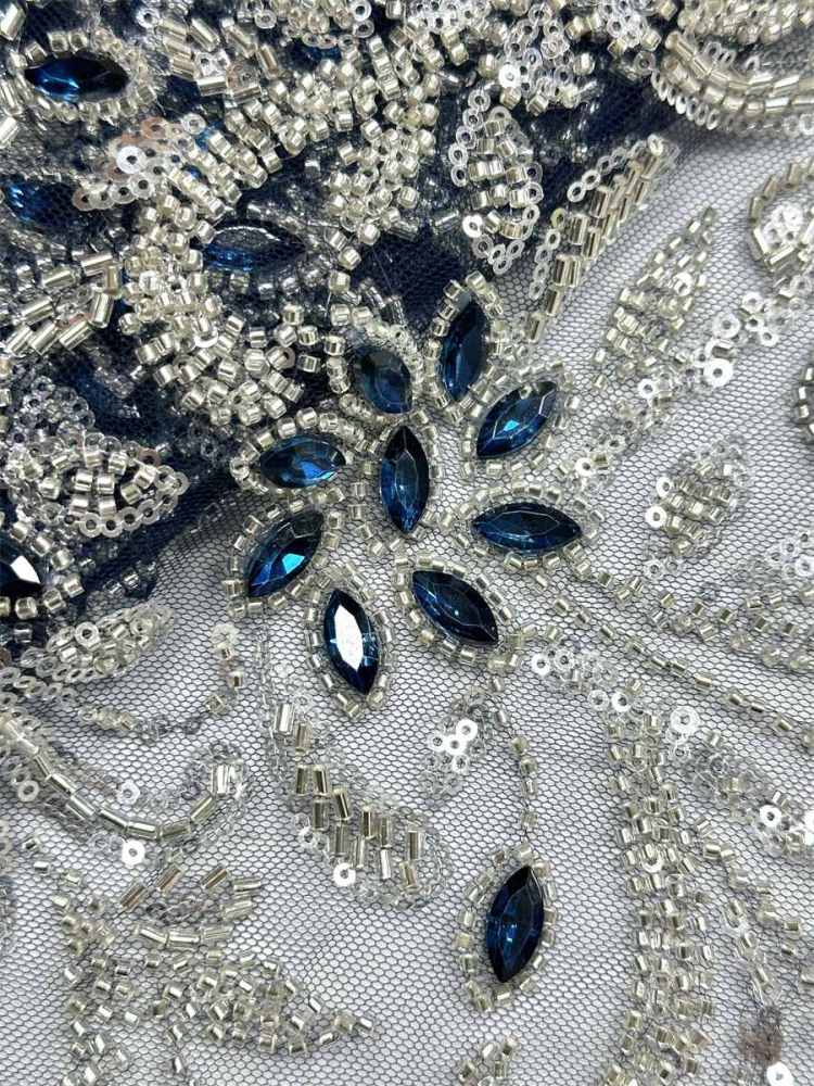 Beaded Tulle Fabric - 5 Yards - Embellished Fabric for Prom Dresses | HN782