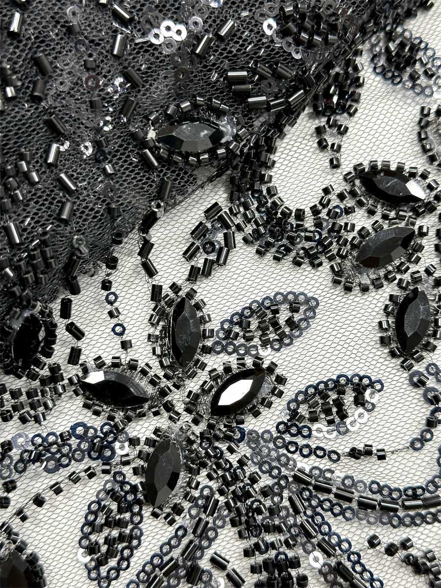 Beaded Tulle Fabric - 5 Yards - Embellished Fabric for Prom Dresses | HN782