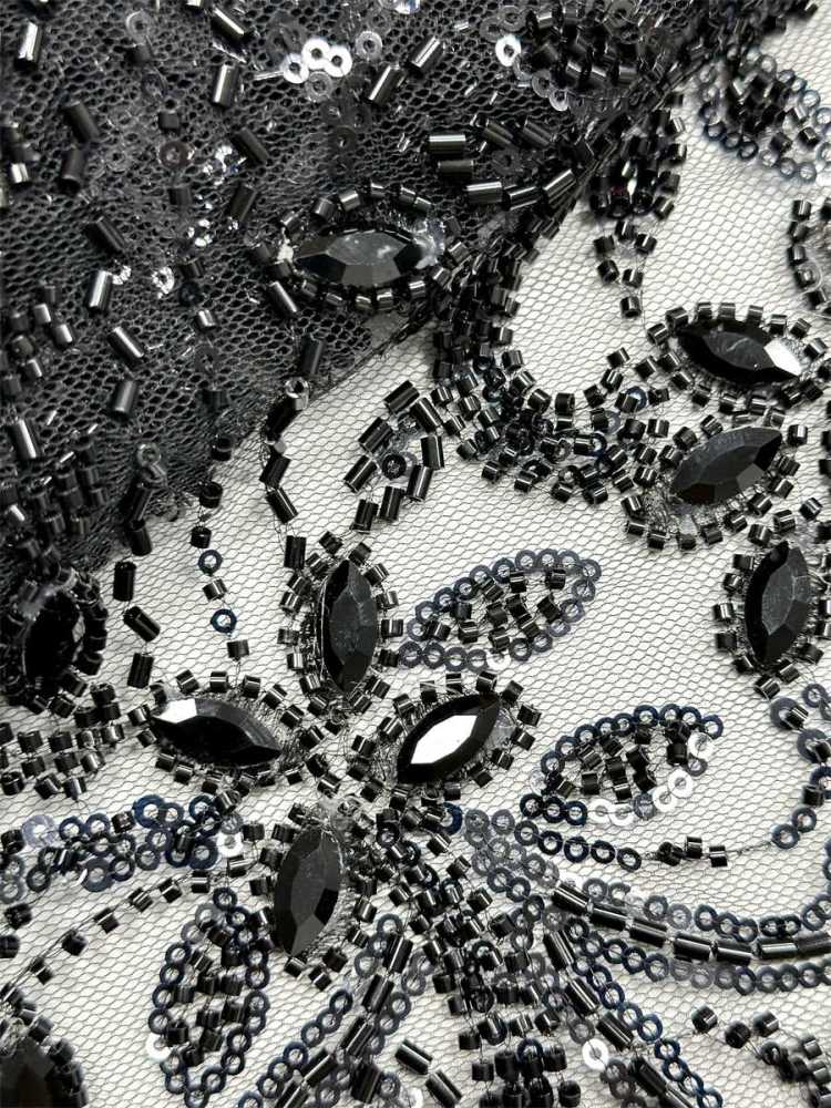 Beaded Tulle Fabric - 5 Yards - Embellished Fabric for Prom Dresses | HN782
