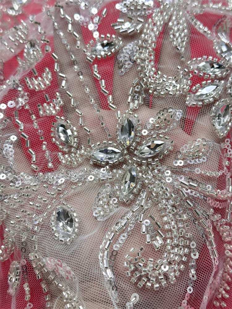 Beaded Tulle Fabric - 5 Yards - Embellished Fabric for Prom Dresses | HN782