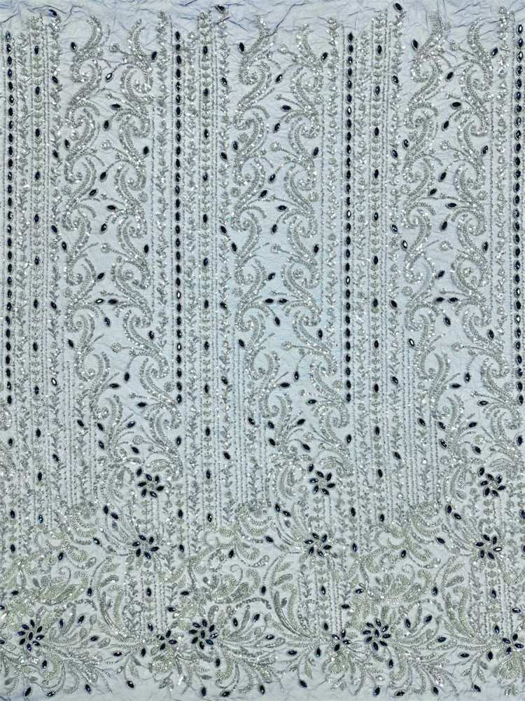 Beaded Tulle Fabric - 5 Yards - Embellished Fabric for Prom Dresses | HN782