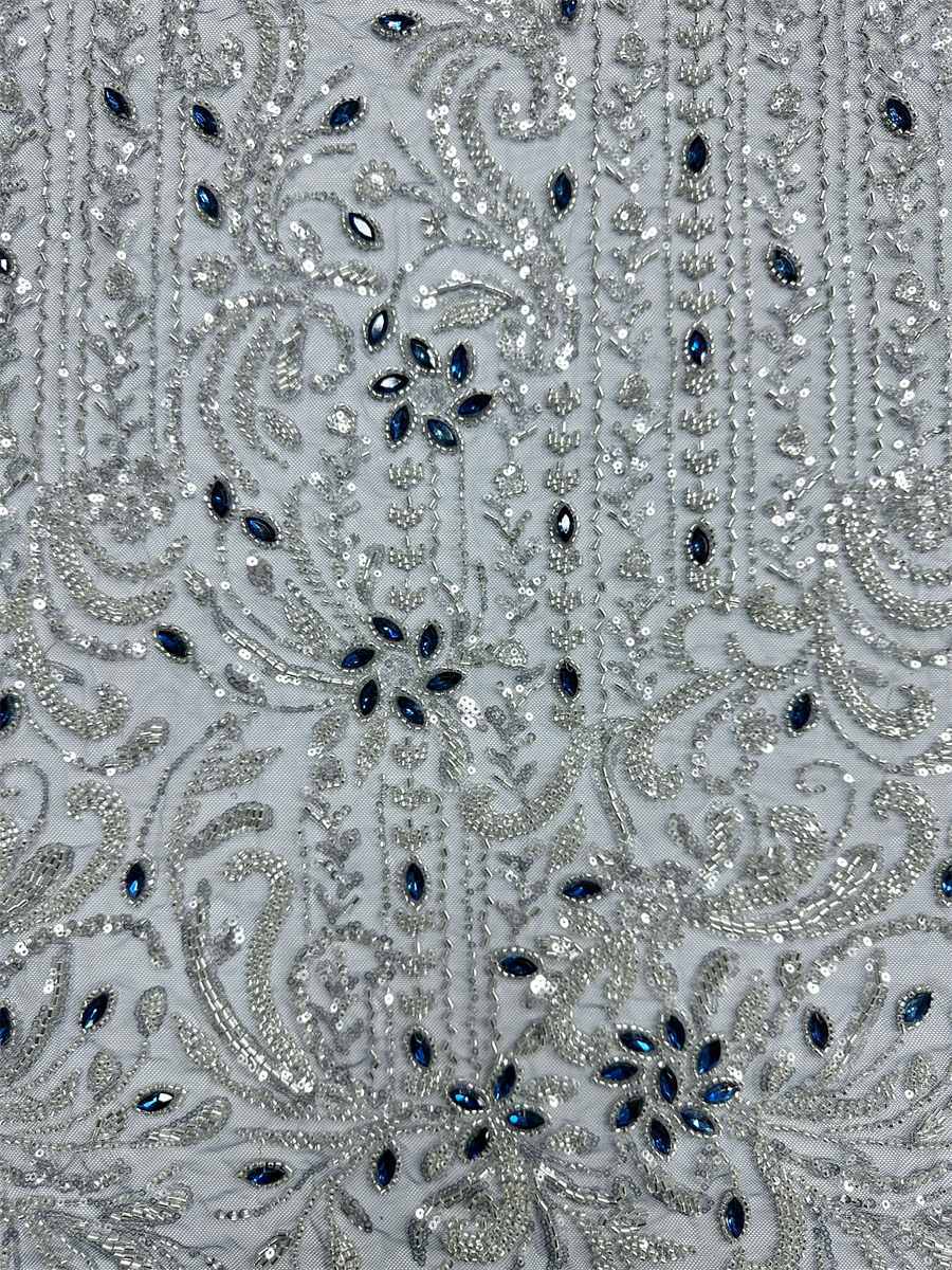 Beaded Tulle Fabric - 5 Yards - Embellished Fabric for Prom Dresses | HN782