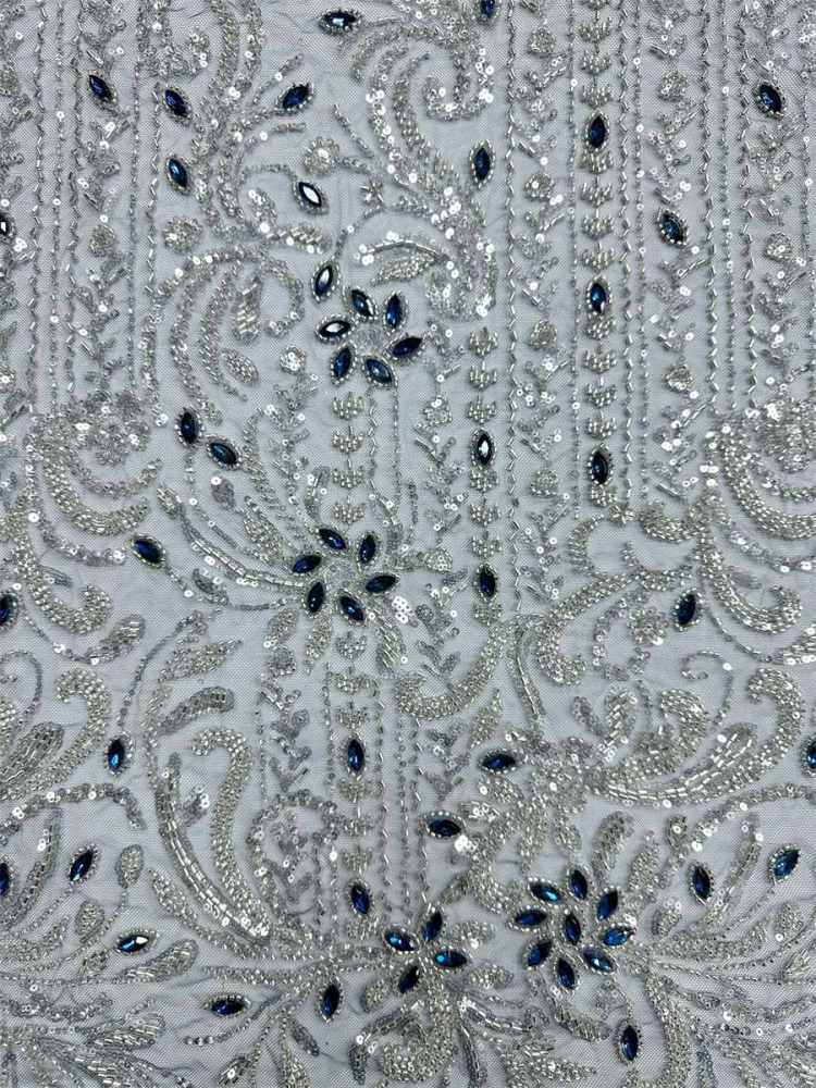 Beaded Tulle Fabric - 5 Yards - Embellished Fabric for Prom Dresses | HN782