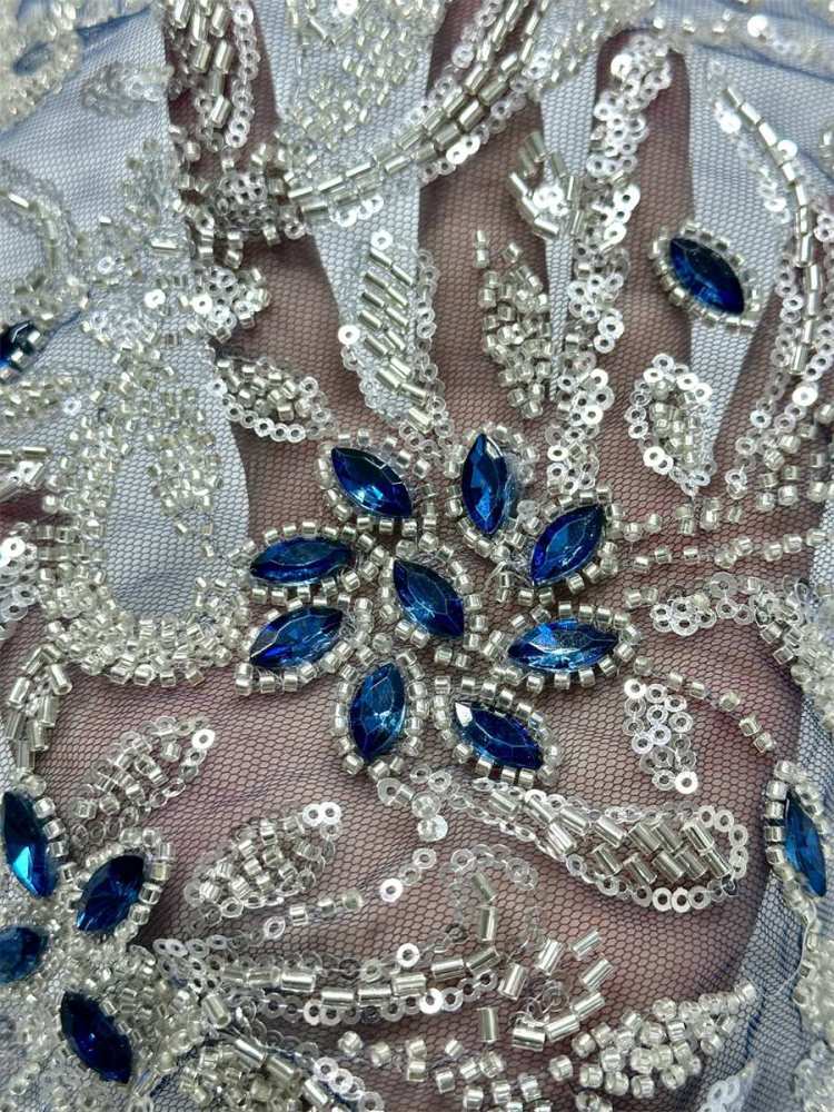 Beaded Tulle Fabric - 5 Yards - Embellished Fabric for Prom Dresses | HN782