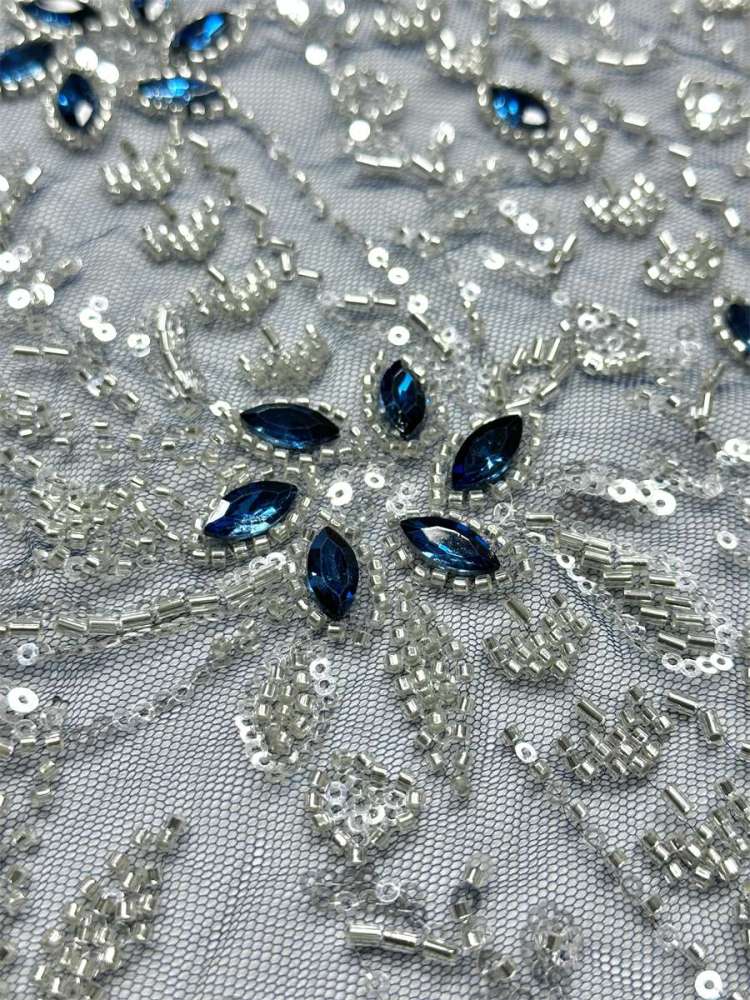 Beaded Tulle Fabric - 5 Yards - Embellished Fabric for Prom Dresses | HN782