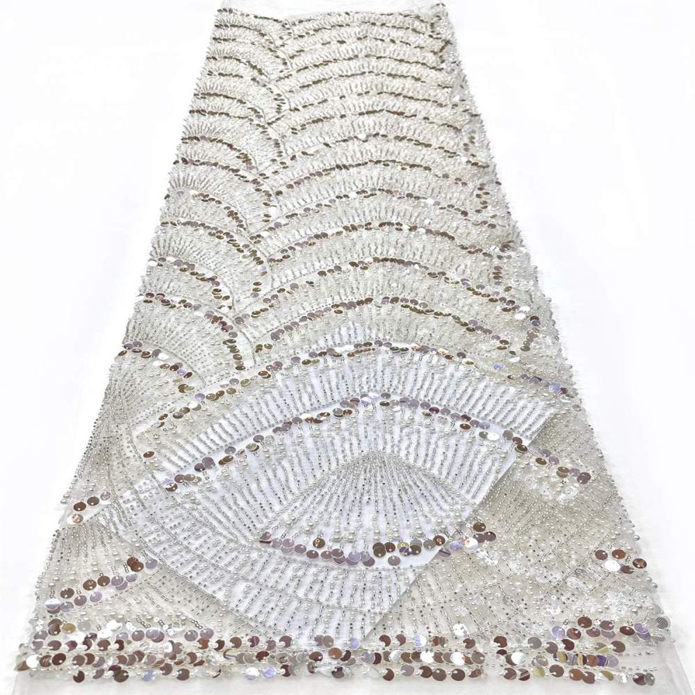 Beaded Tulle Fabric - 5 Yards - Embellished Fabric for Prom Dresses | HN783