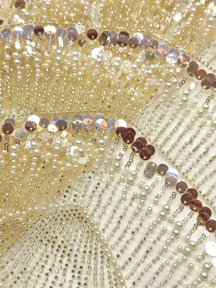 Beaded Tulle Fabric - 5 Yards - Embellished Fabric for Prom Dresses | HN783