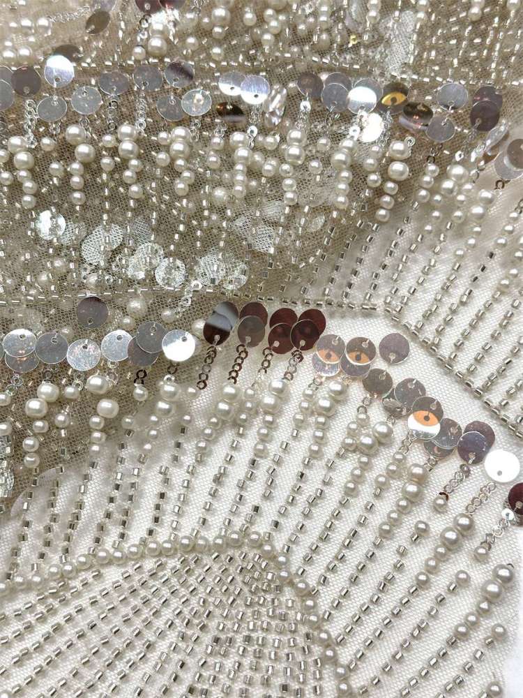 Beaded Tulle Fabric - 5 Yards - Embellished Fabric for Prom Dresses | HN783