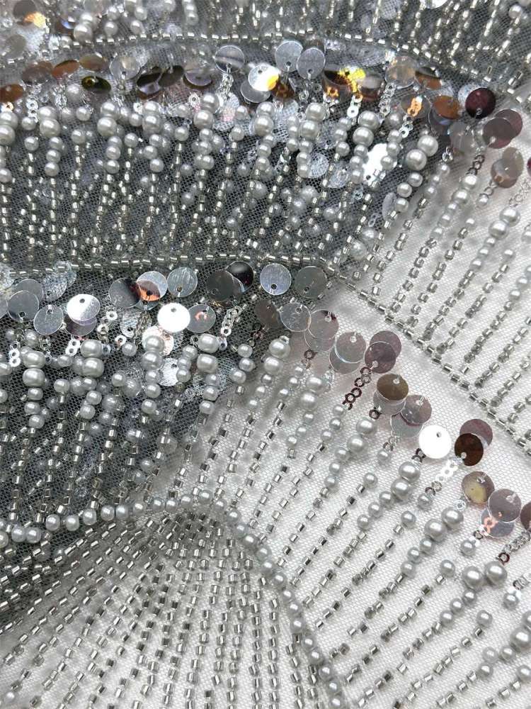 Beaded Tulle Fabric - 5 Yards - Embellished Fabric for Prom Dresses | HN783