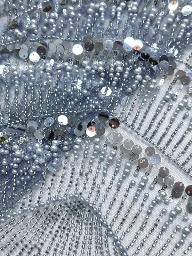 Beaded Tulle Fabric - 5 Yards - Embellished Fabric for Prom Dresses | HN783