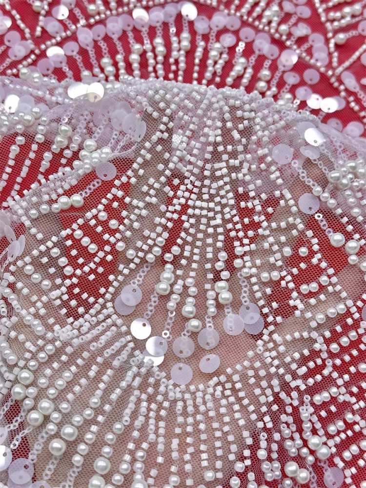 Beaded Tulle Fabric - 5 Yards - Embellished Fabric for Prom Dresses | HN783