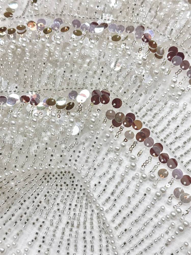 Beaded Tulle Fabric - 5 Yards - Embellished Fabric for Prom Dresses | HN783