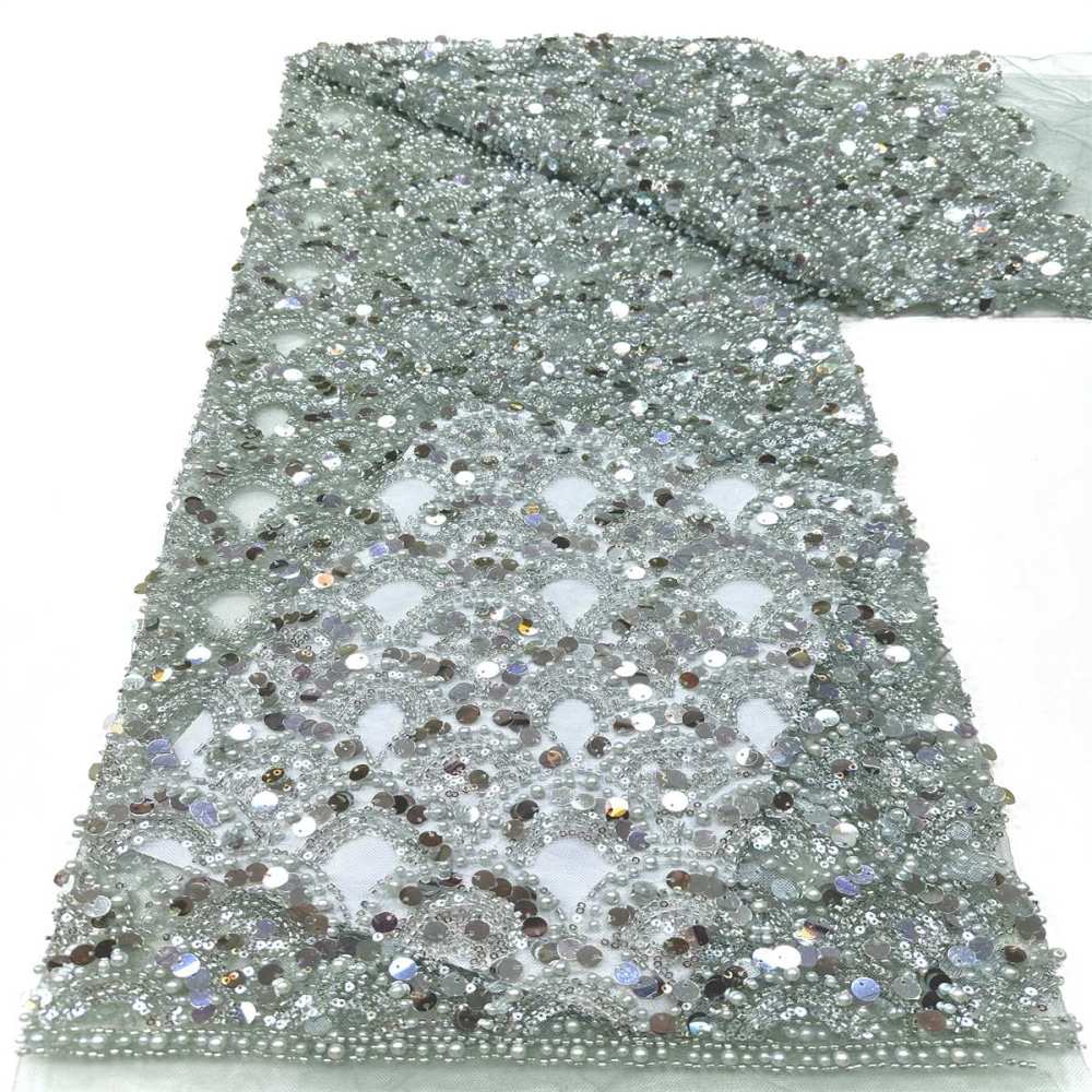 Beaded Tulle Fabric - 5 Yards - Embellished Fabric for Prom Dresses | HN786