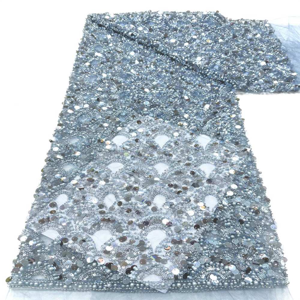 Beaded Tulle Fabric - 5 Yards - Embellished Fabric for Prom Dresses | HN786