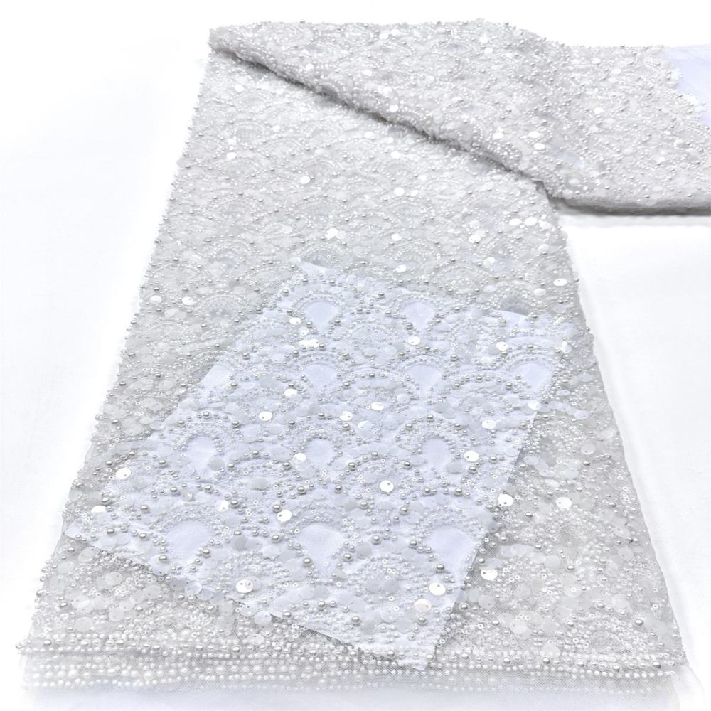 Beaded Tulle Fabric - 5 Yards - Embellished Fabric for Prom Dresses | HN786