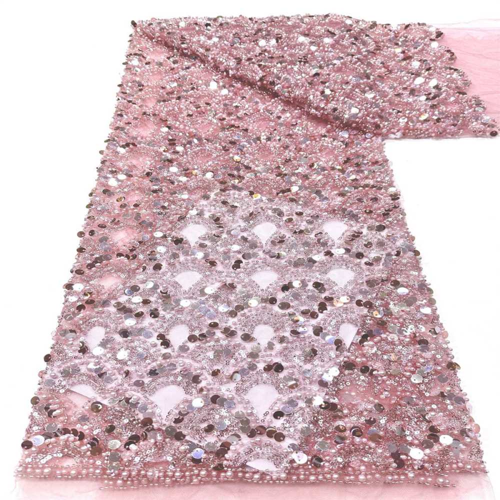 Beaded Tulle Fabric - 5 Yards - Embellished Fabric for Prom Dresses | HN786
