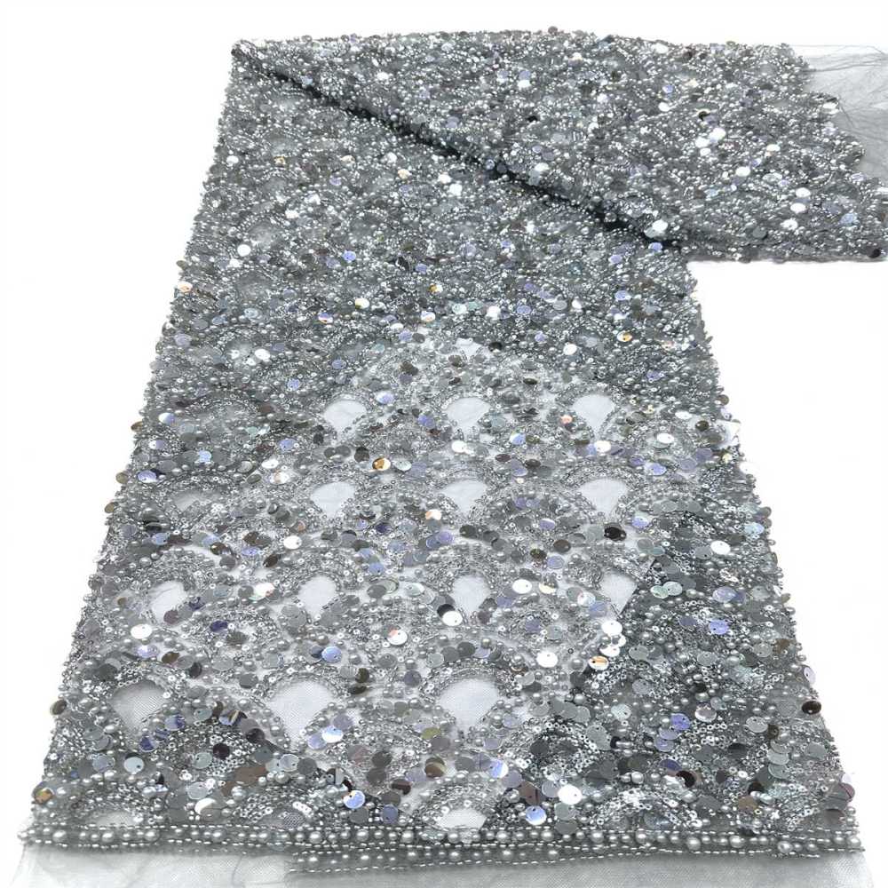 Beaded Tulle Fabric - 5 Yards - Embellished Fabric for Prom Dresses | HN786