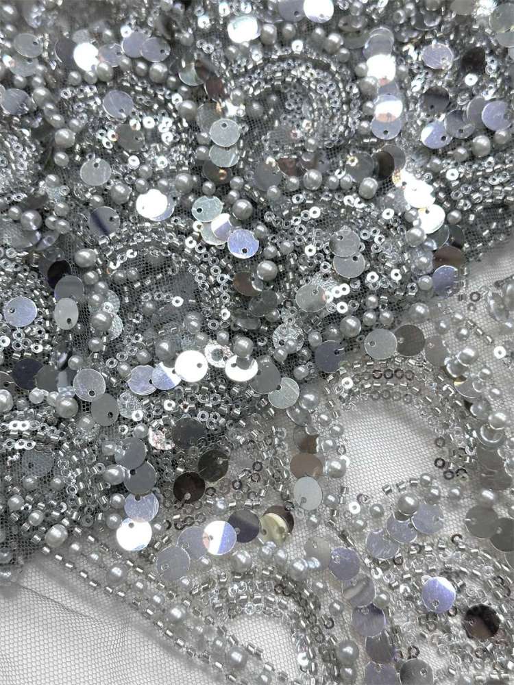 Beaded Tulle Fabric - 5 Yards - Embellished Fabric for Prom Dresses | HN786