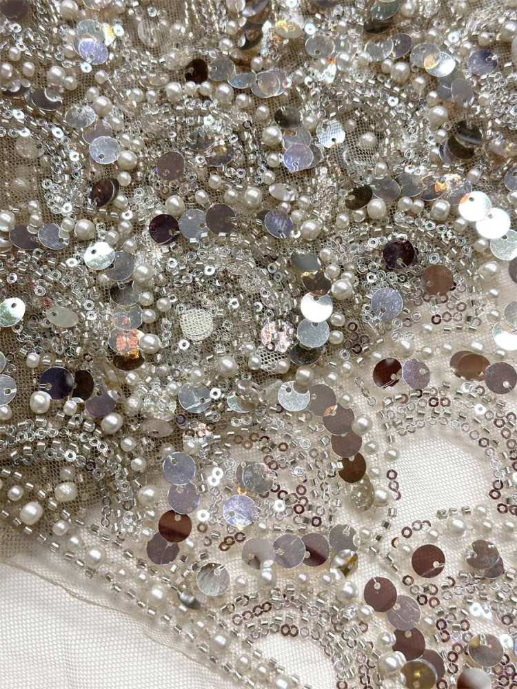 Beaded Tulle Fabric - 5 Yards - Embellished Fabric for Prom Dresses | HN786