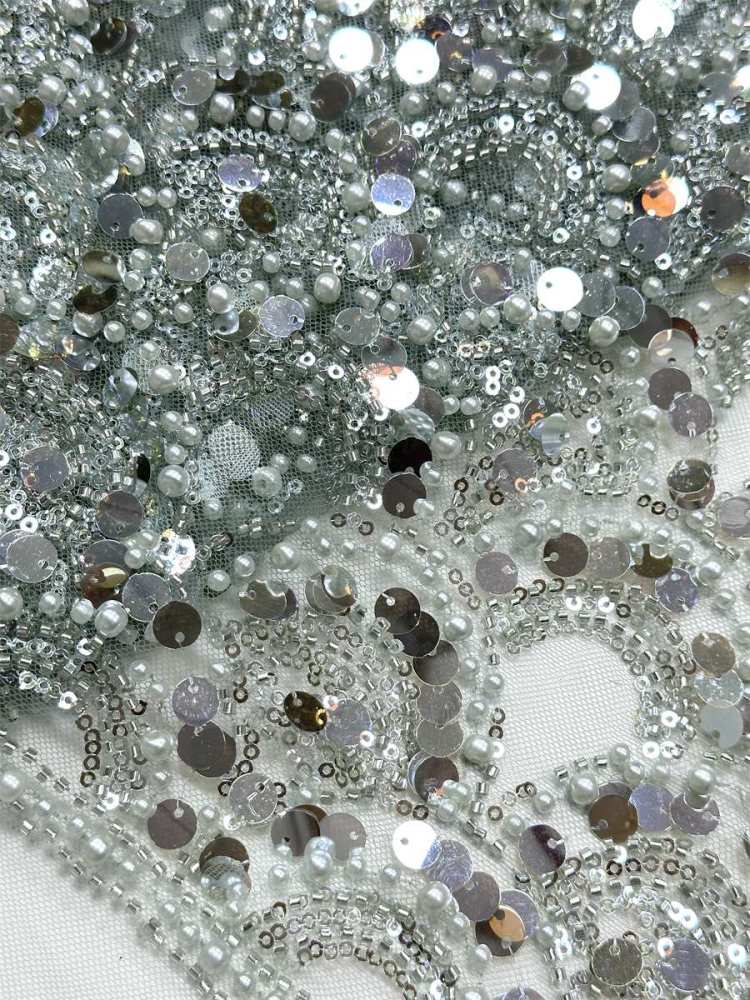 Beaded Tulle Fabric - 5 Yards - Embellished Fabric for Prom Dresses | HN786