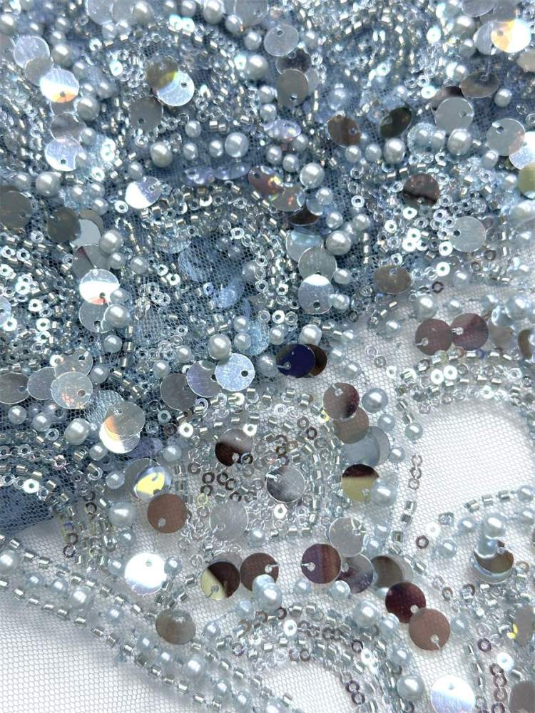 Beaded Tulle Fabric - 5 Yards - Embellished Fabric for Prom Dresses | HN786