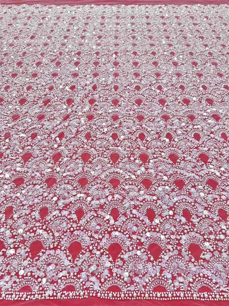 Beaded Tulle Fabric - 5 Yards - Embellished Fabric for Prom Dresses | HN786