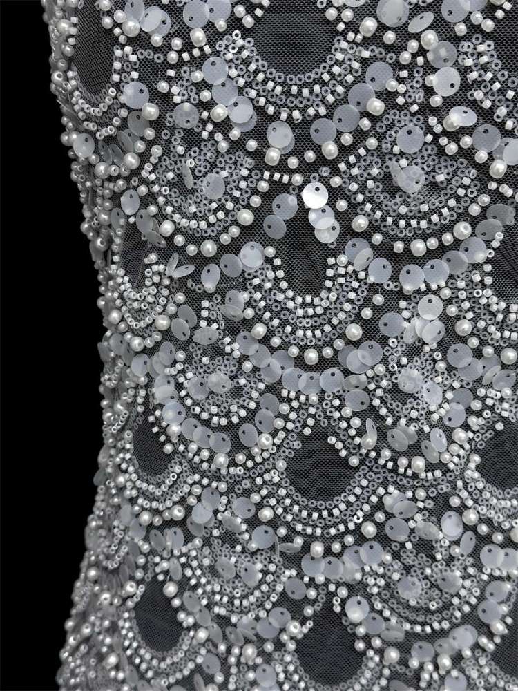 Beaded Tulle Fabric - 5 Yards - Embellished Fabric for Prom Dresses | HN786