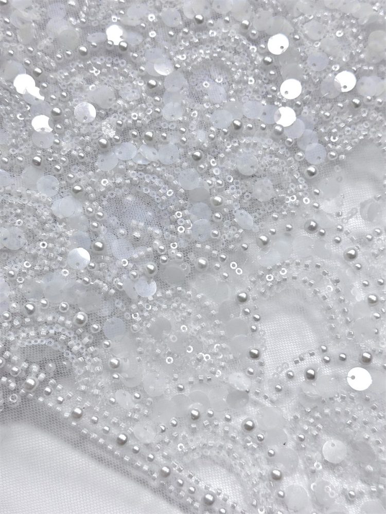 Beaded Tulle Fabric - 5 Yards - Embellished Fabric for Prom Dresses | HN786