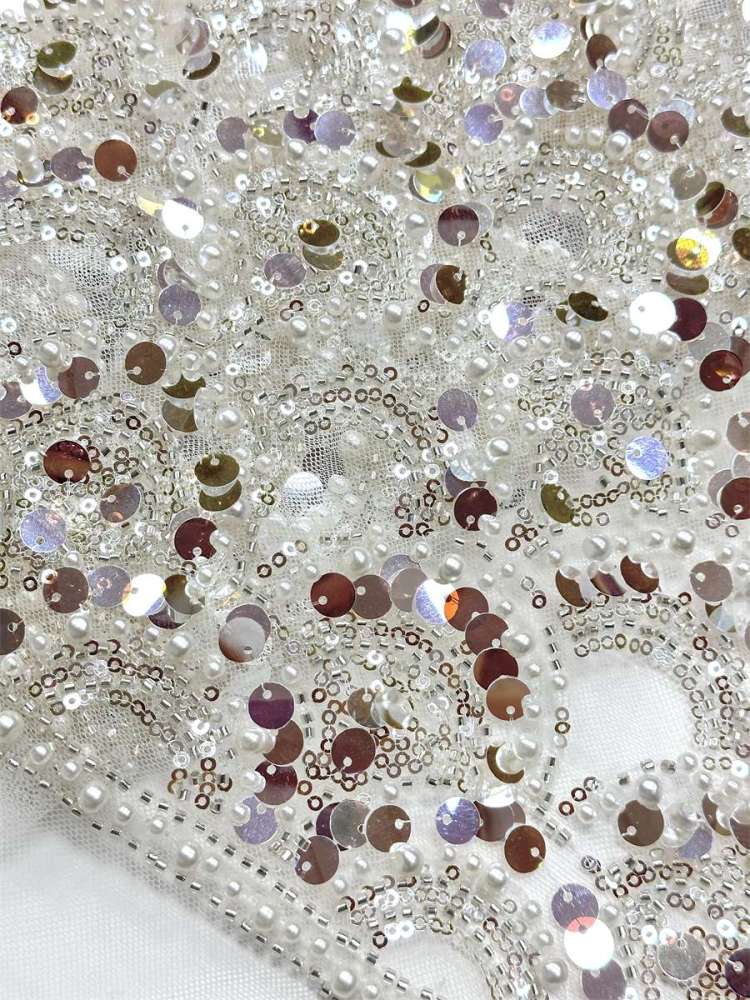 Beaded Tulle Fabric - 5 Yards - Embellished Fabric for Prom Dresses | HN786