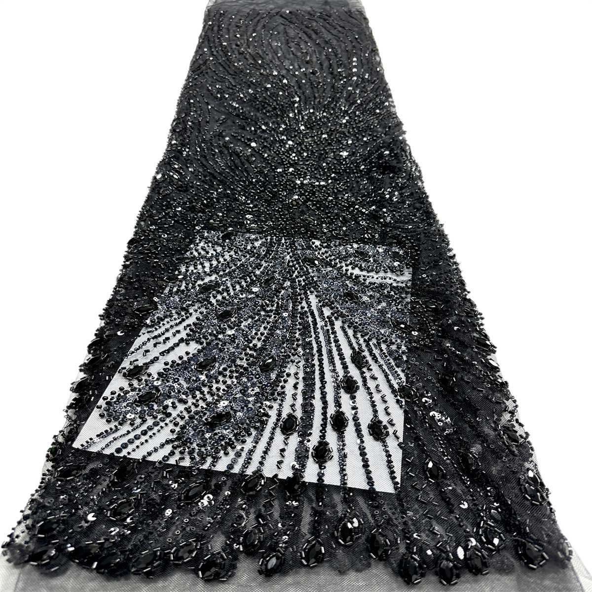 Beaded Tulle Fabric - 5 Yards - Embellished Fabric for Prom Dresses | HN787