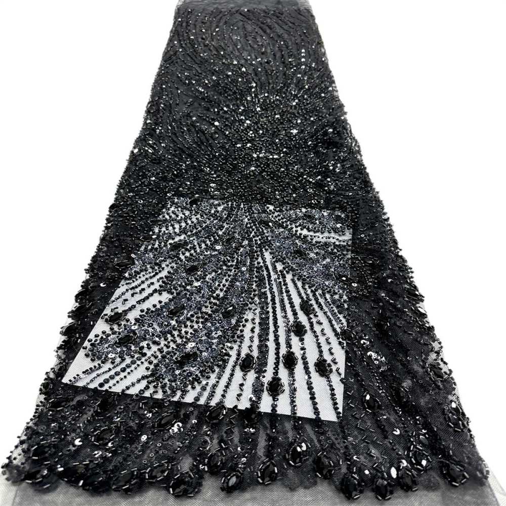 Beaded Tulle Fabric - 5 Yards - Embellished Fabric for Prom Dresses | HN787