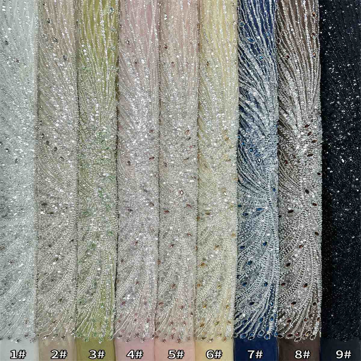 Beaded Tulle Fabric - 5 Yards - Embellished Fabric for Prom Dresses | HN787