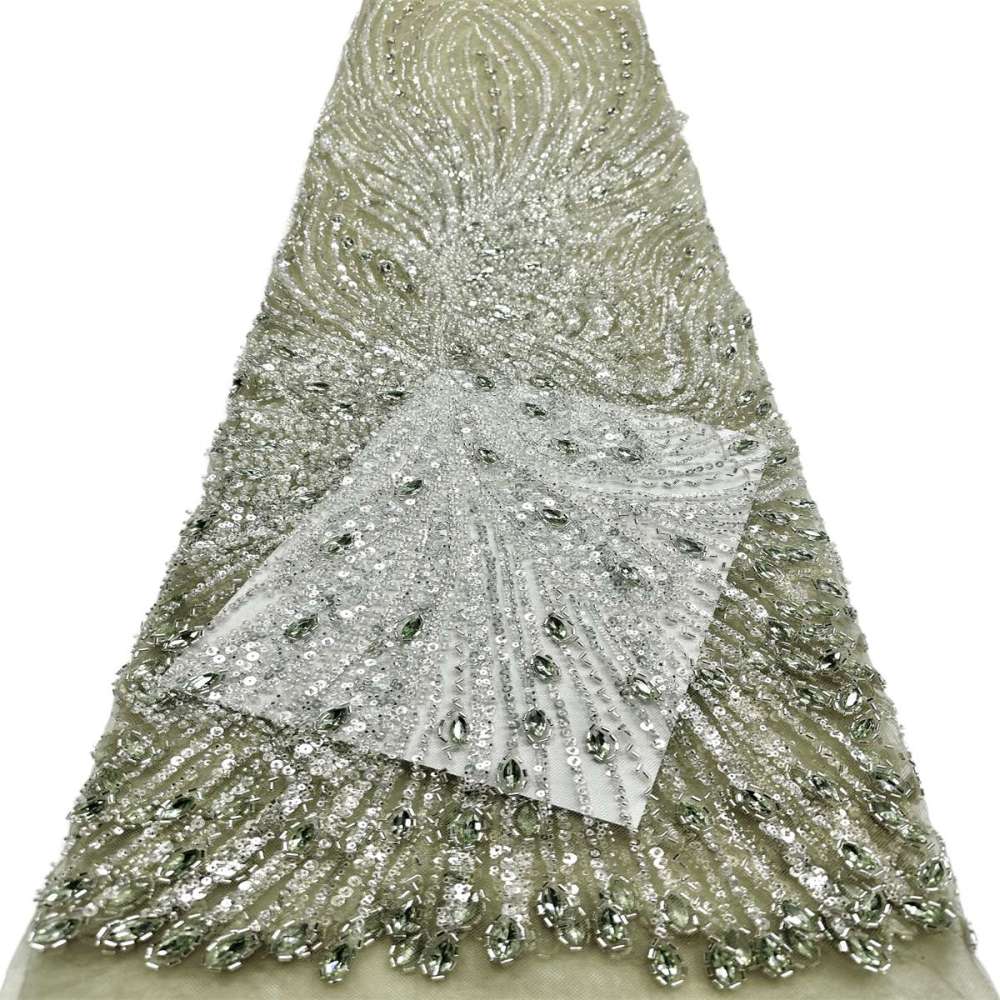 Beaded Tulle Fabric - 5 Yards - Embellished Fabric for Prom Dresses | HN787