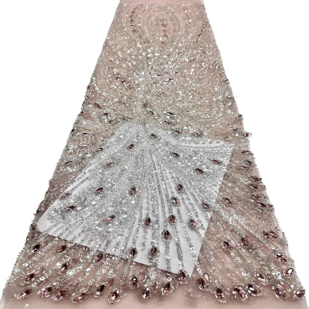 Beaded Tulle Fabric - 5 Yards - Embellished Fabric for Prom Dresses | HN787