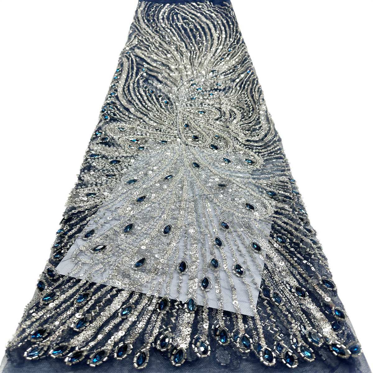Beaded Tulle Fabric - 5 Yards - Embellished Fabric for Prom Dresses | HN787