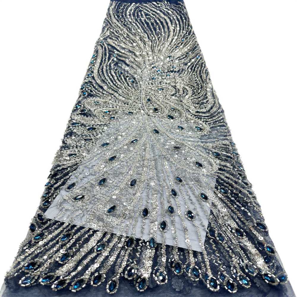 Beaded Tulle Fabric - 5 Yards - Embellished Fabric for Prom Dresses | HN787
