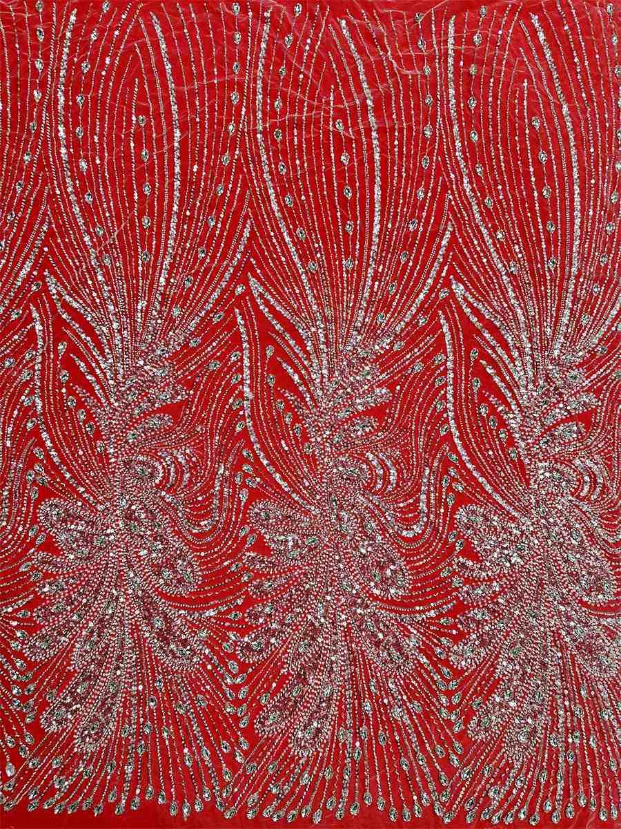 Beaded Tulle Fabric - 5 Yards - Embellished Fabric for Prom Dresses | HN787