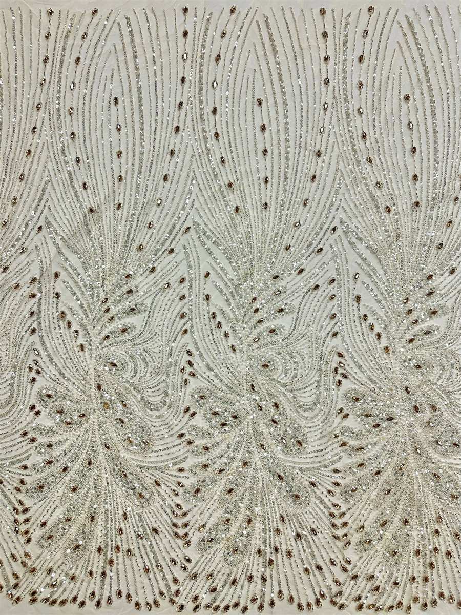 Beaded Tulle Fabric - 5 Yards - Embellished Fabric for Prom Dresses | HN787