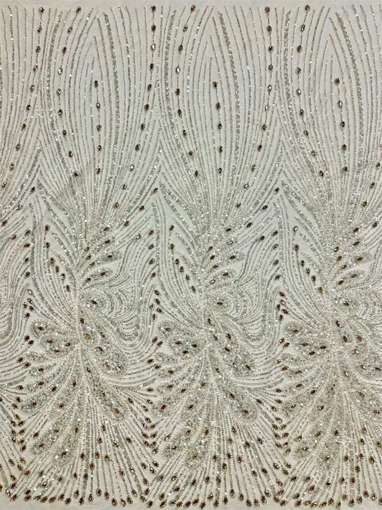 Beaded Tulle Fabric - 5 Yards - Embellished Fabric for Prom Dresses | HN787