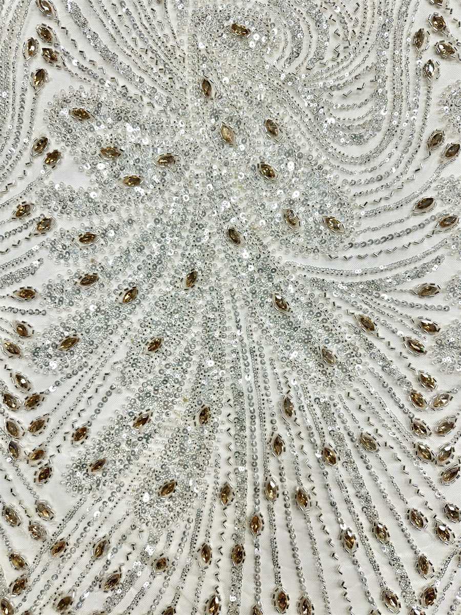 Beaded Tulle Fabric - 5 Yards - Embellished Fabric for Prom Dresses | HN787