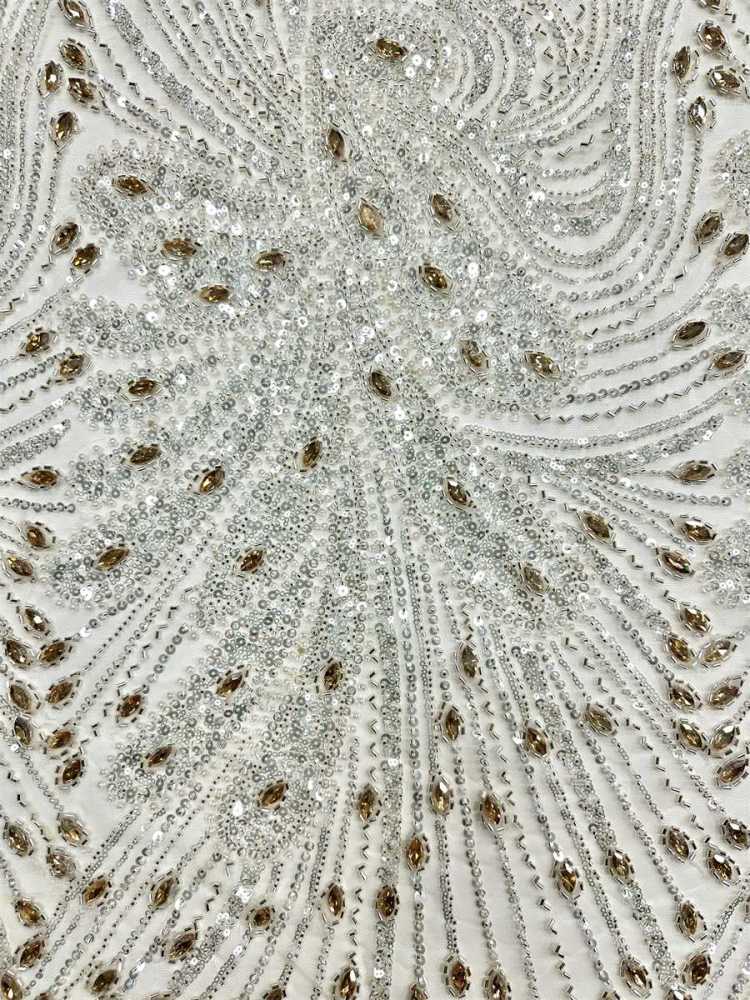 Beaded Tulle Fabric - 5 Yards - Embellished Fabric for Prom Dresses | HN787