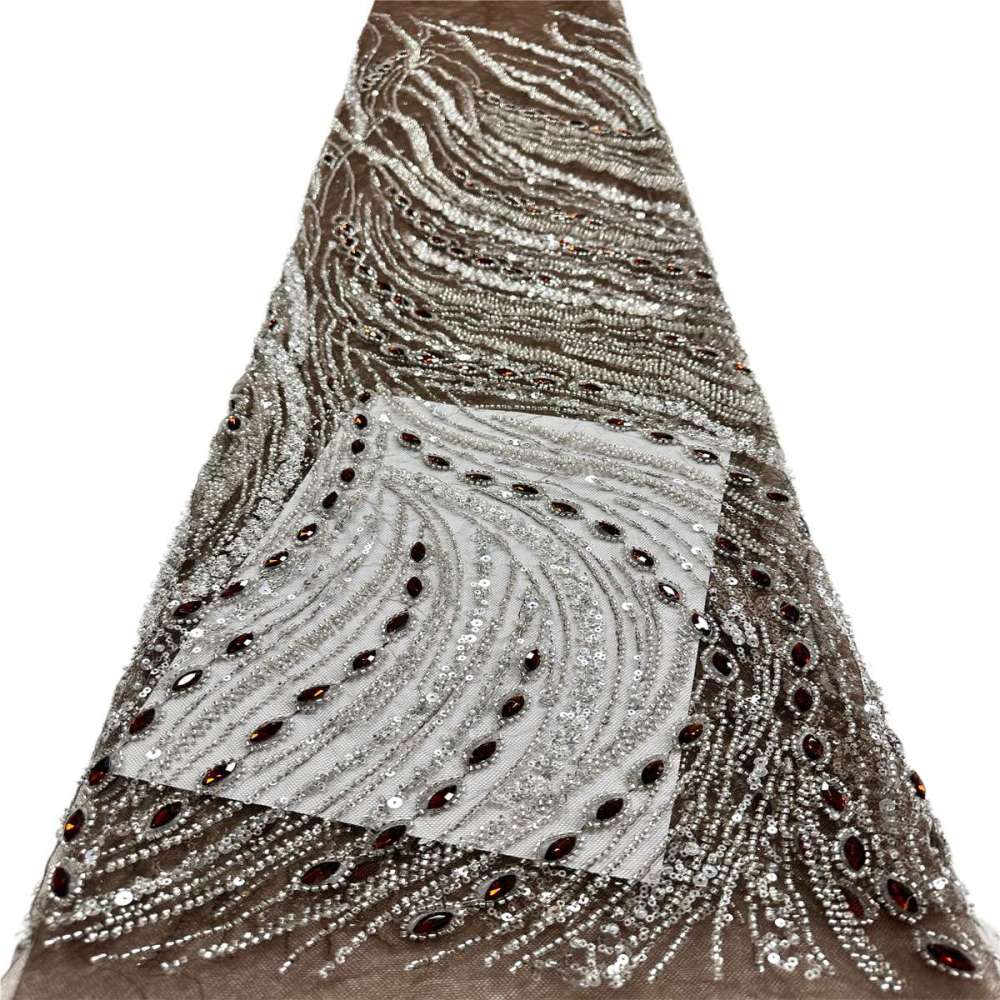 Beaded Tulle Fabric - 5 Yards - Embellished Fabric for Prom Dresses | HN788
