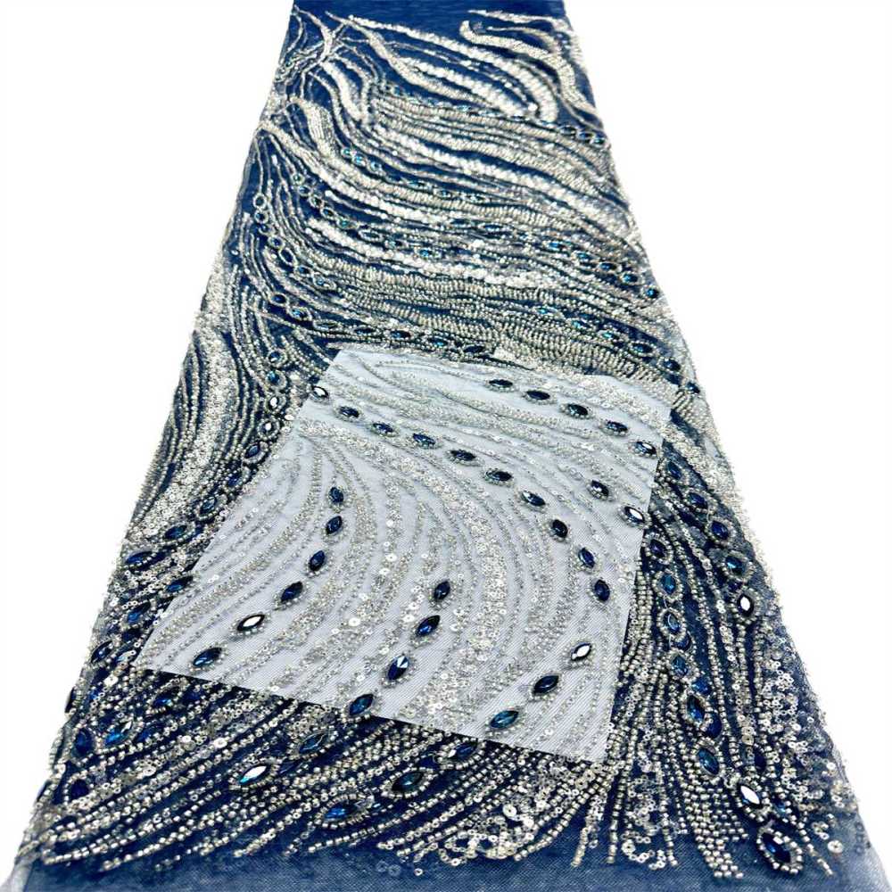 Beaded Tulle Fabric - 5 Yards - Embellished Fabric for Prom Dresses | HN788