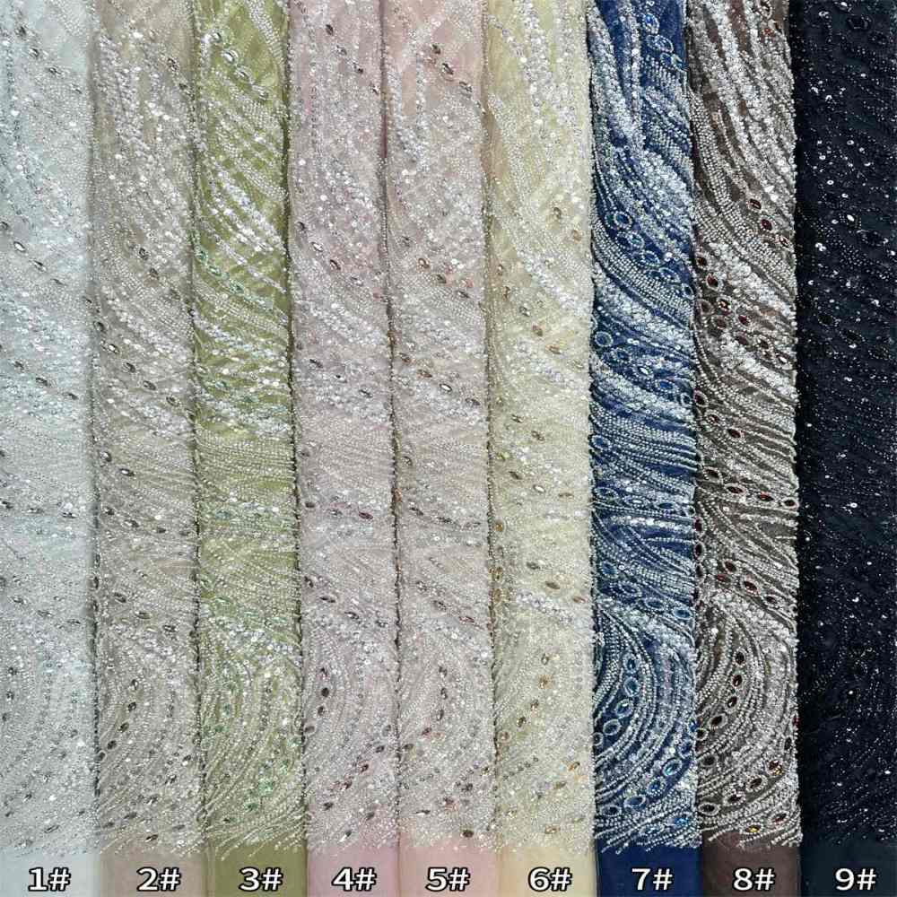 Beaded Tulle Fabric - 5 Yards - Embellished Fabric for Prom Dresses | HN788