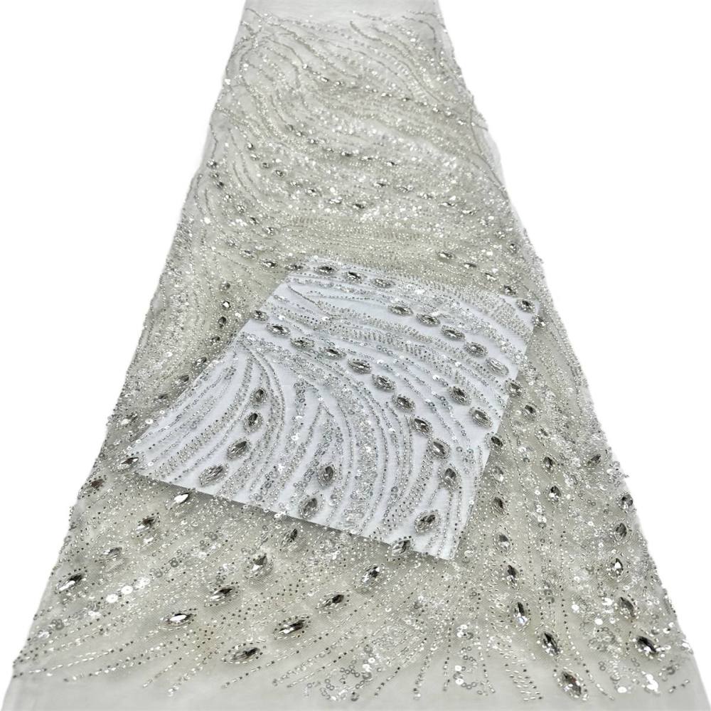 Beaded Tulle Fabric - 5 Yards - Embellished Fabric for Prom Dresses | HN788